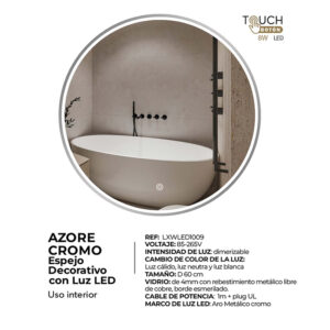 Espejo decorativo redondo Moher con luz LED 5 Espejo decorativo redondo Moher con luz LED